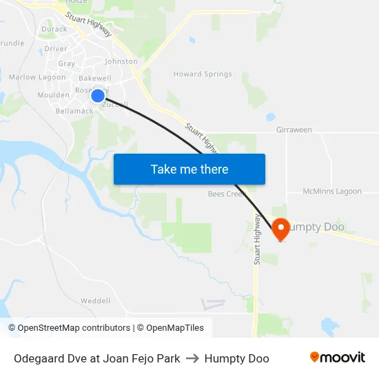 Odegaard Dve at Joan Fejo Park to Humpty Doo map