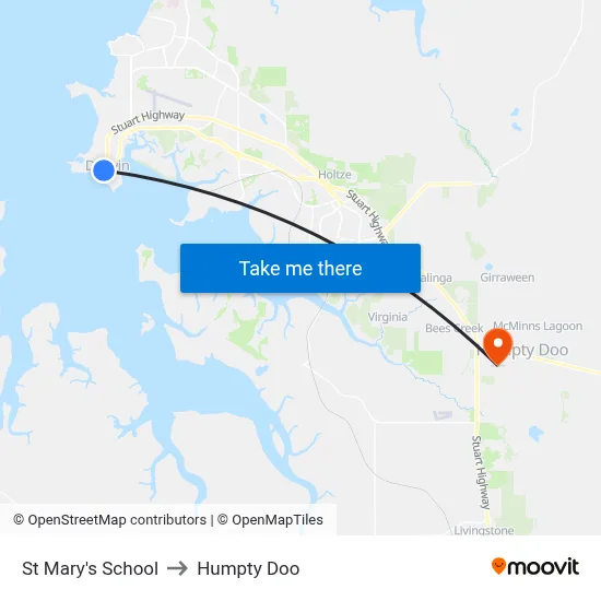 St Mary's School to Humpty Doo map