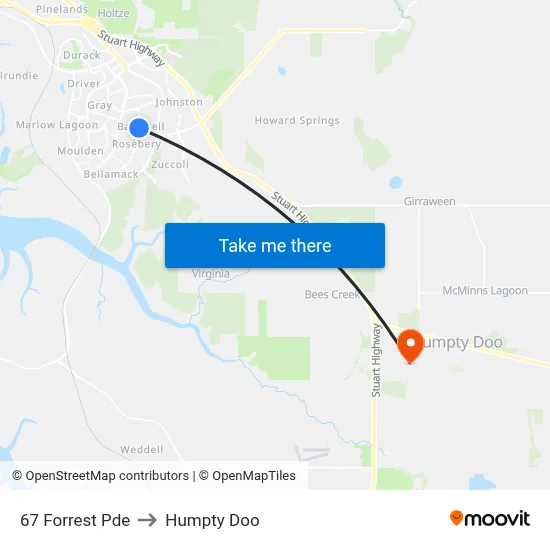 67 Forrest Pde to Humpty Doo map