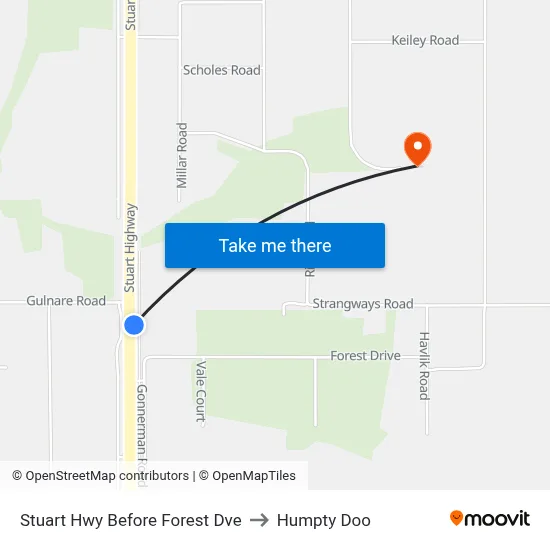 Stuart Hwy Before Forest Dve to Humpty Doo map