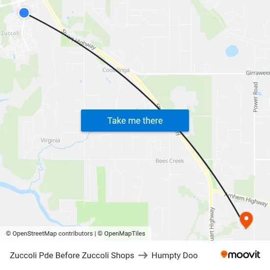 Zuccoli Pde Before Zuccoli Shops to Humpty Doo map