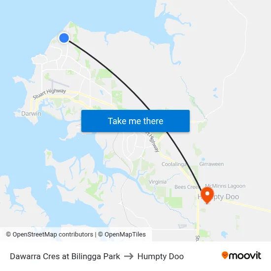 Dawarra Cres at Bilingga Park to Humpty Doo map