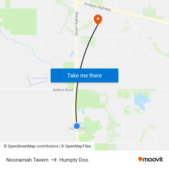 Noonamah Tavern to Humpty Doo map