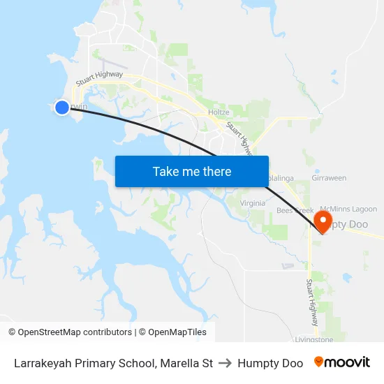 Larrakeyah Primary School, Marella St to Humpty Doo map