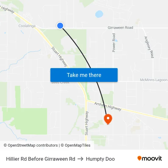 Hillier Rd Before Girraween Rd to Humpty Doo map