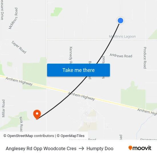 Anglesey Rd Opp Woodcote Cres to Humpty Doo map