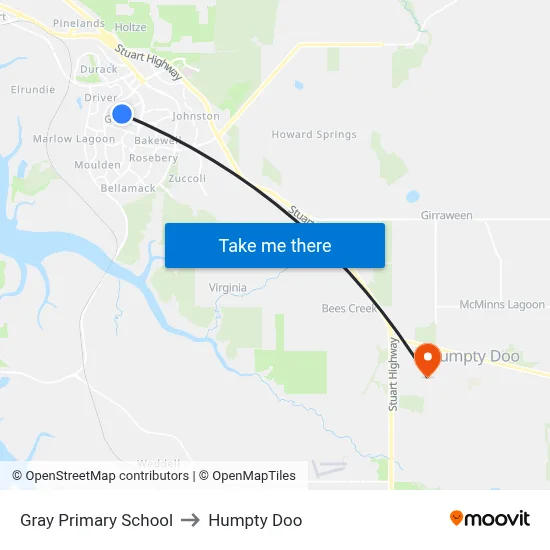 Gray Primary School to Humpty Doo map
