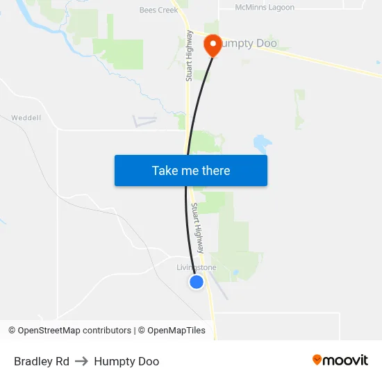 Bradley Rd to Humpty Doo map