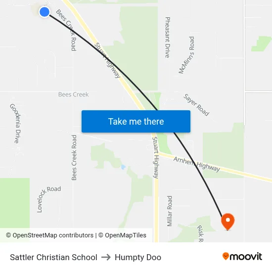 Sattler Christian School to Humpty Doo map