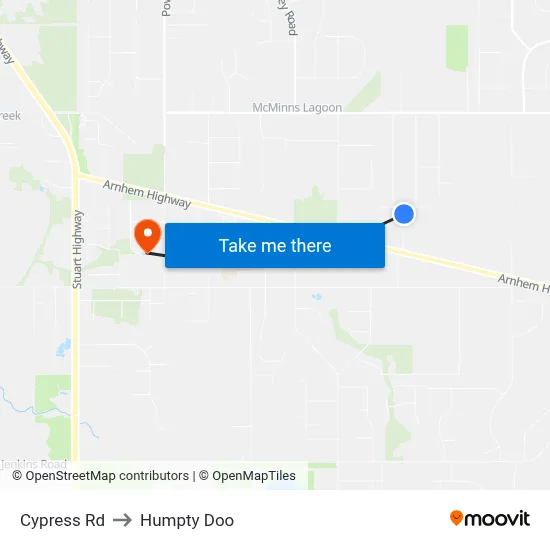 Cypress Rd to Humpty Doo map