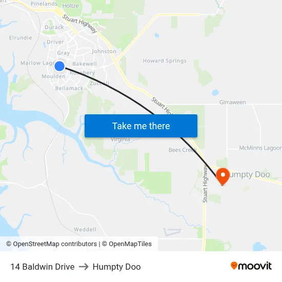14 Baldwin Drive to Humpty Doo map