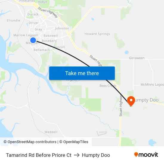 Tamarind Rd Before Priore Ct to Humpty Doo map