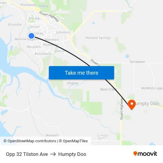Opp 32 Tilston Ave to Humpty Doo map