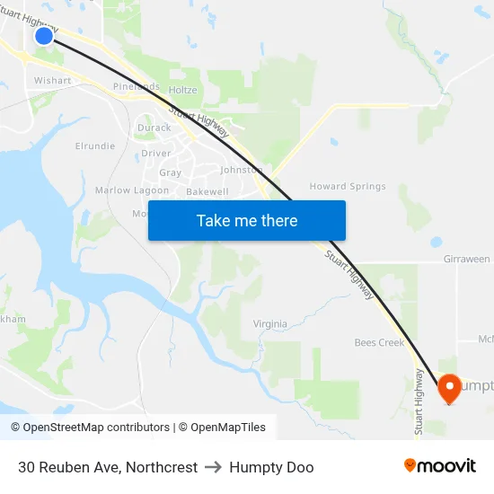 30 Reuben Ave, Northcrest to Humpty Doo map
