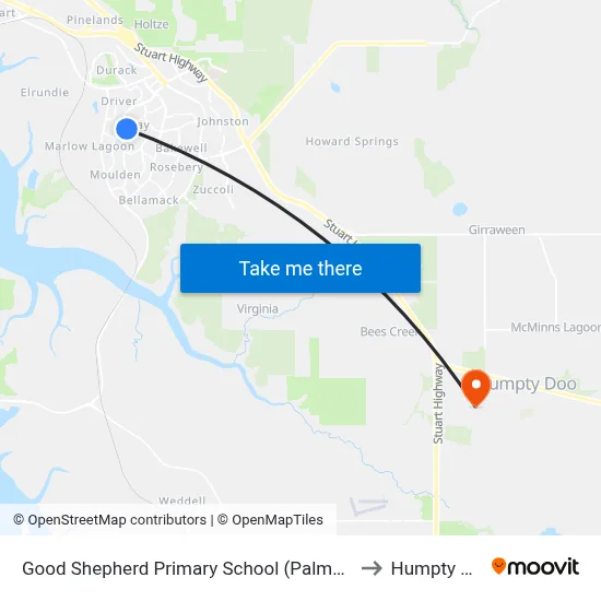 Good Shepherd Primary School (Palmerston) to Humpty Doo map