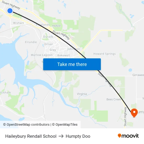 Haileybury Rendall School to Humpty Doo map