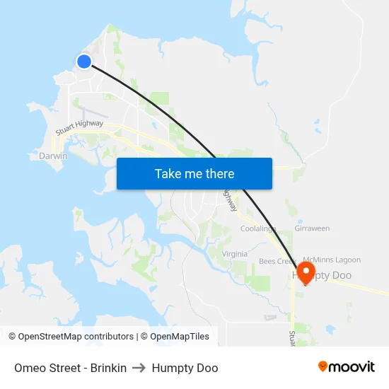 Omeo Street - Brinkin to Humpty Doo map