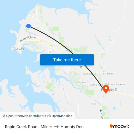 Rapid Creek Road - Milner to Humpty Doo map