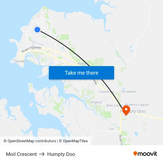 Moil Crescent to Humpty Doo map