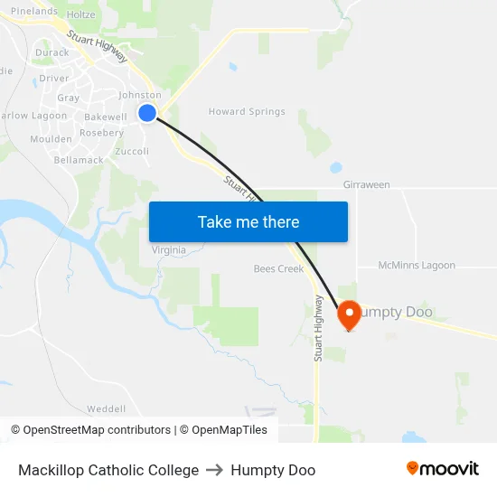 Mackillop Catholic College to Humpty Doo map