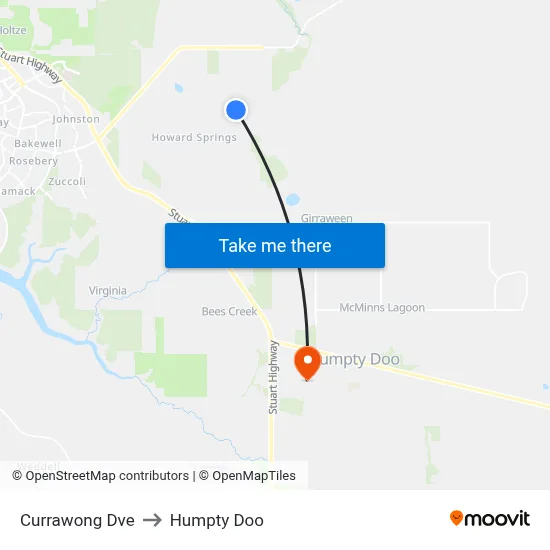 Currawong Dve to Humpty Doo map