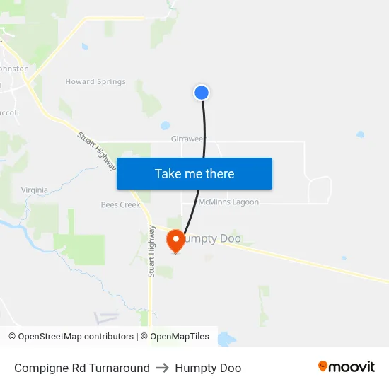 Compigne Rd Turnaround to Humpty Doo map