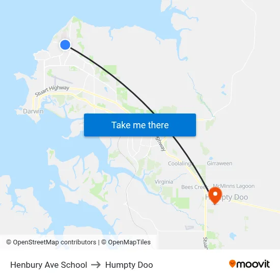 Henbury Ave School to Humpty Doo map