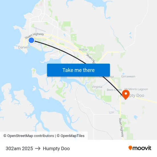 302am 2025 to Humpty Doo map