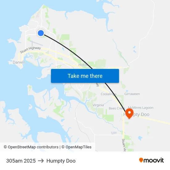 305am 2025 to Humpty Doo map