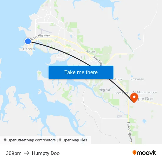 309pm to Humpty Doo map