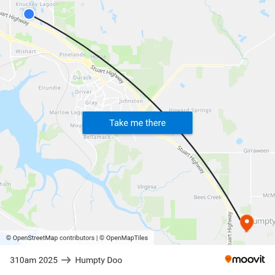 310am 2025 to Humpty Doo map