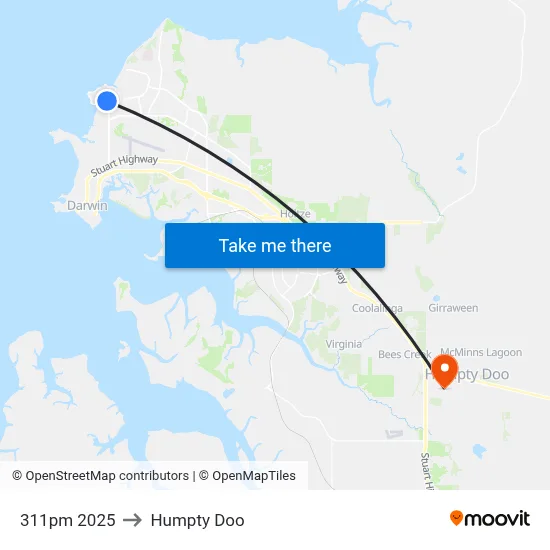 311pm 2025 to Humpty Doo map