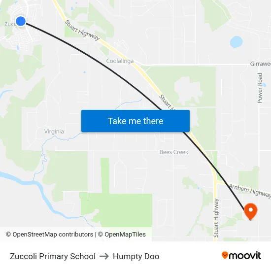 Zuccoli Primary School to Humpty Doo map