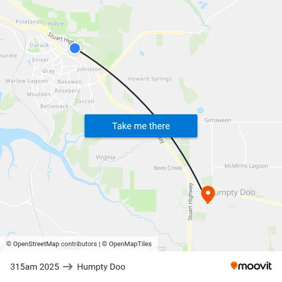 315am 2025 to Humpty Doo map