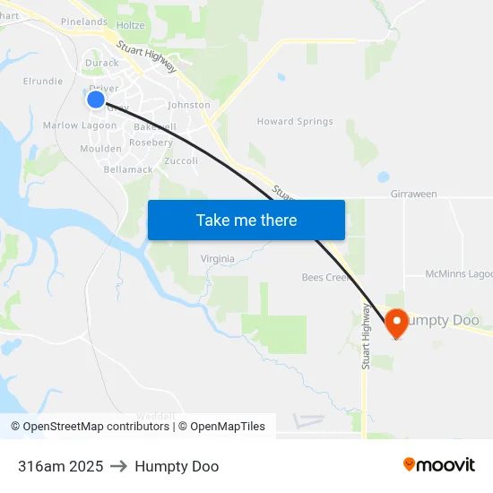 316am 2025 to Humpty Doo map