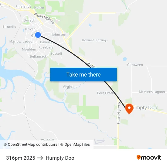 316pm 2025 to Humpty Doo map