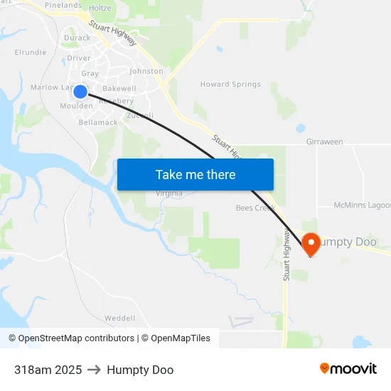 318am 2025 to Humpty Doo map