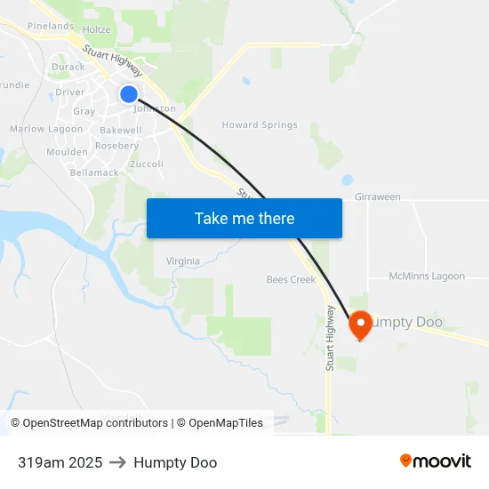 319am 2025 to Humpty Doo map