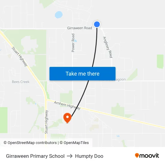 Girraween Primary School to Humpty Doo map