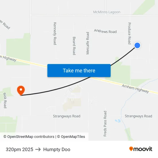 320pm 2025 to Humpty Doo map