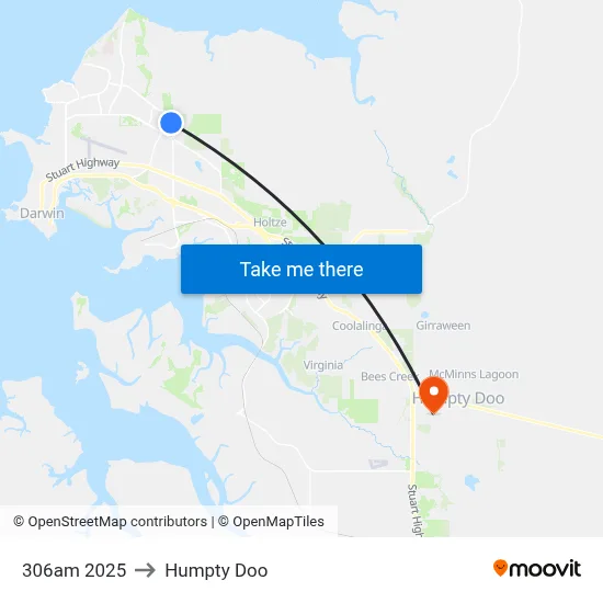 306am 2025 to Humpty Doo map