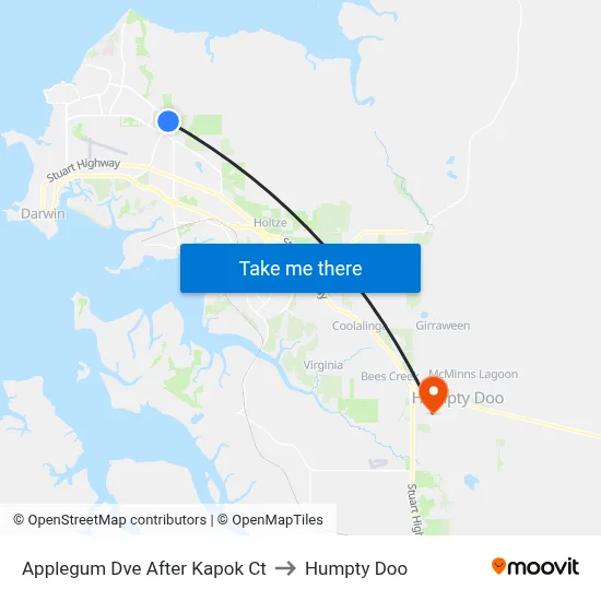 Applegum Dve After Kapok Ct to Humpty Doo map