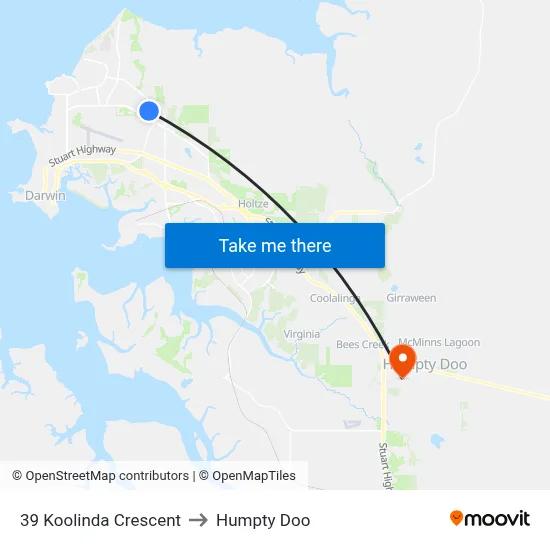 39 Koolinda Crescent to Humpty Doo map