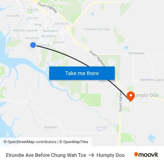 Elrundie Ave Before Chung Wah Tce to Humpty Doo map