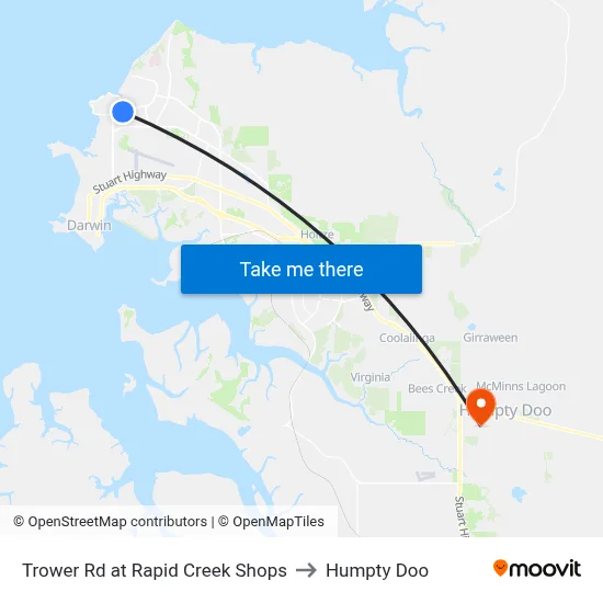 Trower Rd at Rapid Creek Shops to Humpty Doo map