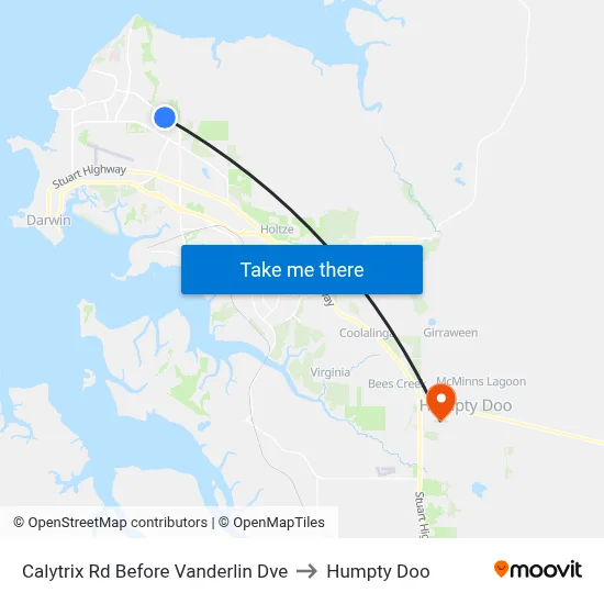 Calytrix Rd Before Vanderlin Dve to Humpty Doo map