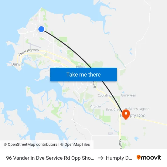 96 Vanderlin Dve Service Rd Opp Shops to Humpty Doo map
