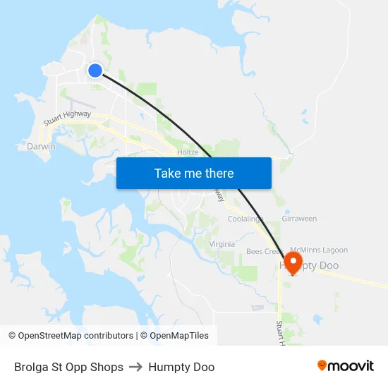 Brolga St Opp Shops to Humpty Doo map