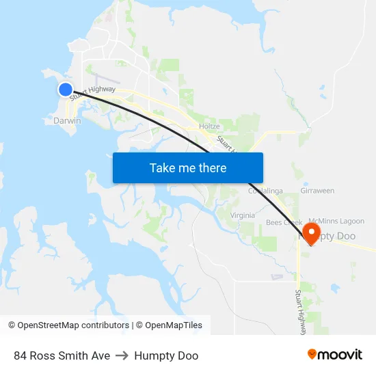 84 Ross Smith Ave to Humpty Doo map