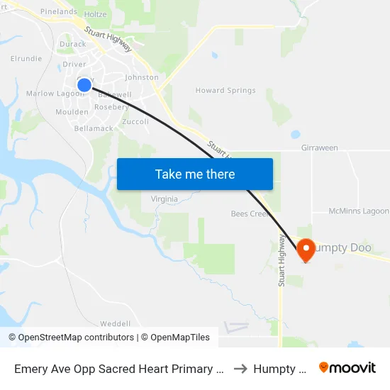 Emery Ave Opp Sacred Heart Primary School to Humpty Doo map
